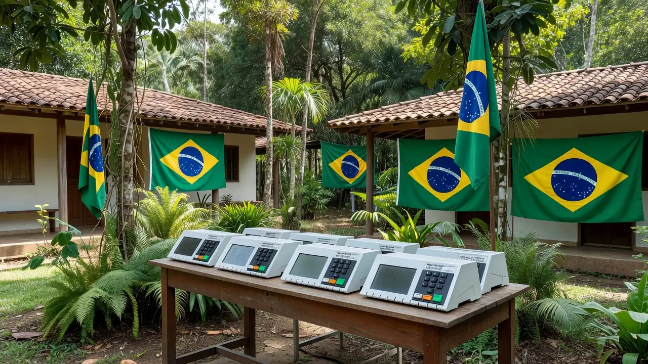 Seção eleitoral com urna em Porto Velho, Rondônia, durante eleições.