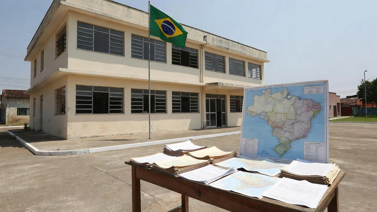 Prédio de prefeitura municipal brasileira com documentos sobre captação de recursos federais