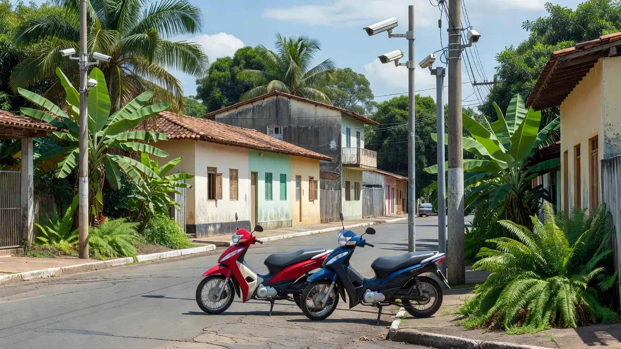 Câmeras de monitoramento nas proximidades registraram o momento em que um homem chega em uma bicicleta e aparentemente mexe na ignição da motoneta