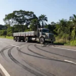 Acidente na BR-364 em Ariquemes com caminhão e bicicleta na estrada