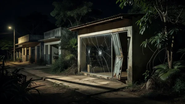 Loja comercial em Cerejeiras com vitrine danificada por furto