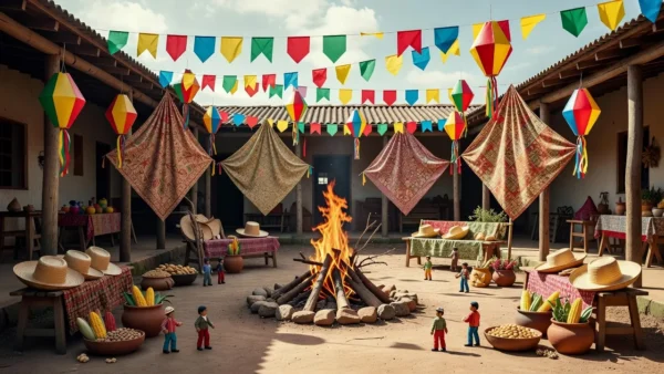 Decoração de arraial junino no Centro de Convivência do Idoso em Vilhena