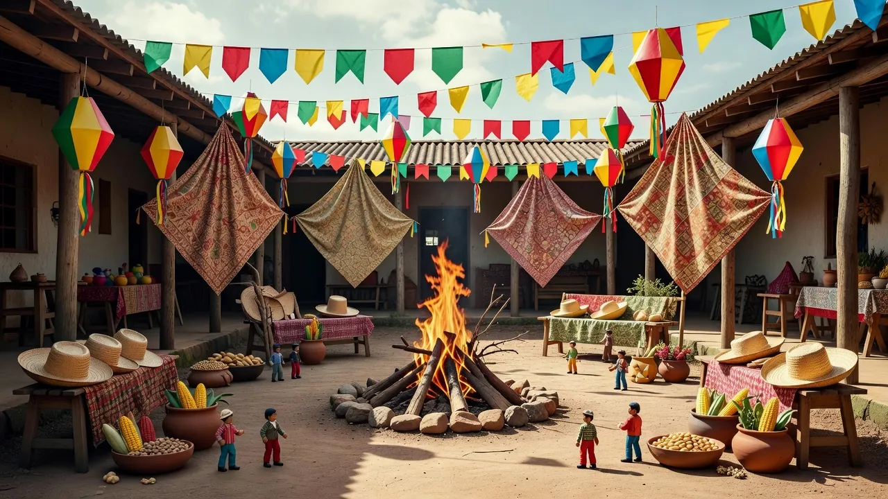 Decoração de arraial junino no Centro de Convivência do Idoso em Vilhena