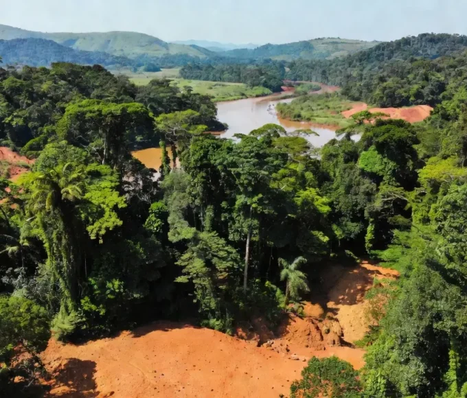 Paisagem da Amazônia em Rondônia com reservas de terras raras atraindo investidores estrangeiros