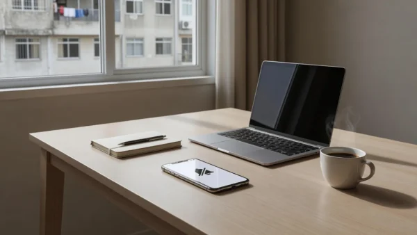 Smartphone em modo silencioso sobre mesa de trabalho em home office brasileiro