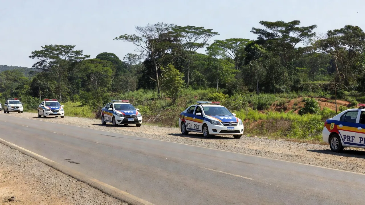 Viaturas da PRF em rodovia de Vilhena durante operação da Independência