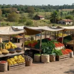 Feira rural em Vilhena com produtos agrícolas para apoio ao produtor rural