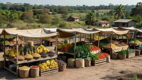 Feira rural em Vilhena com produtos agrícolas para apoio ao produtor rural