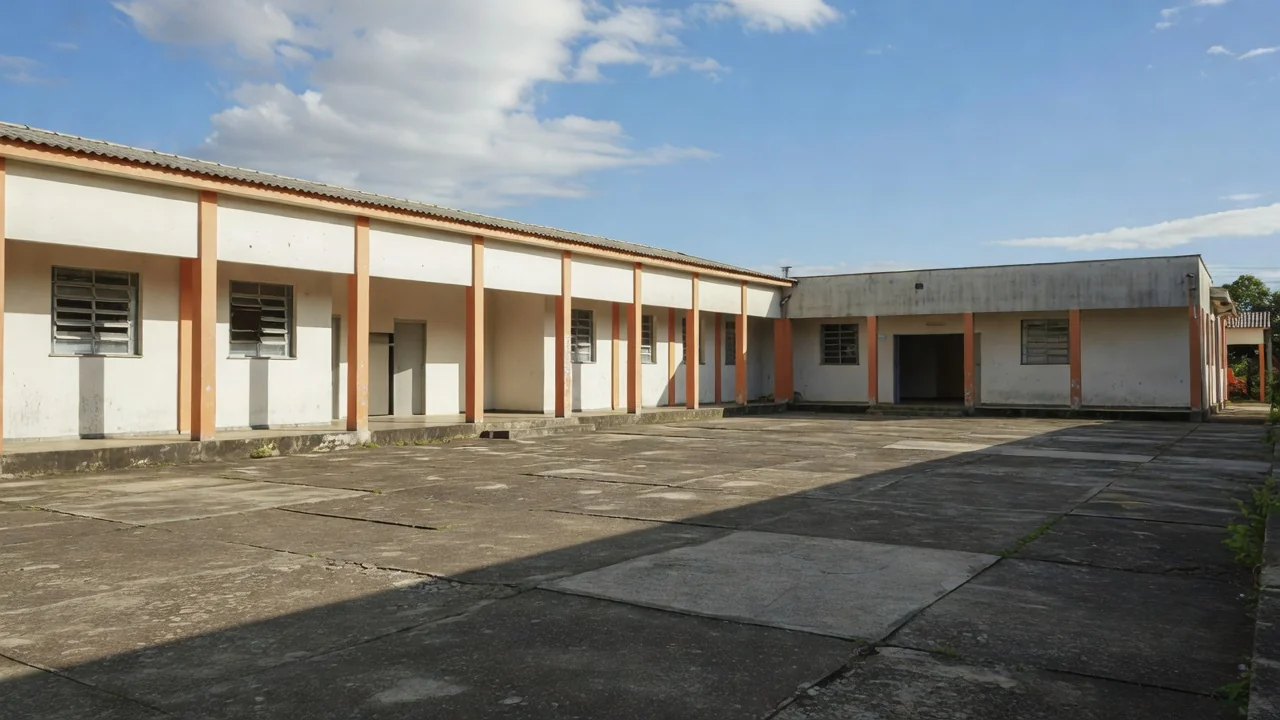 Escola municipal em Cerejeiras durante paralisação de cuidadores