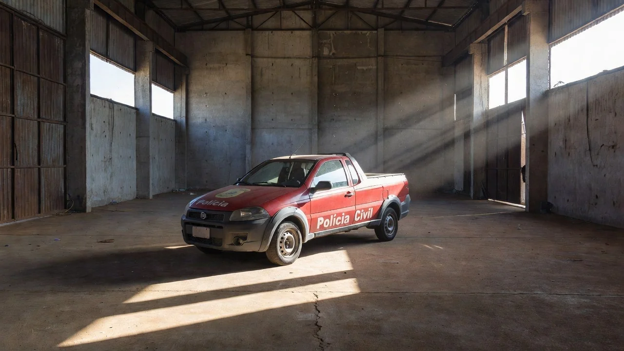 Fiat Strada recuperada pela Polícia Civil em galpão de Porto Velho