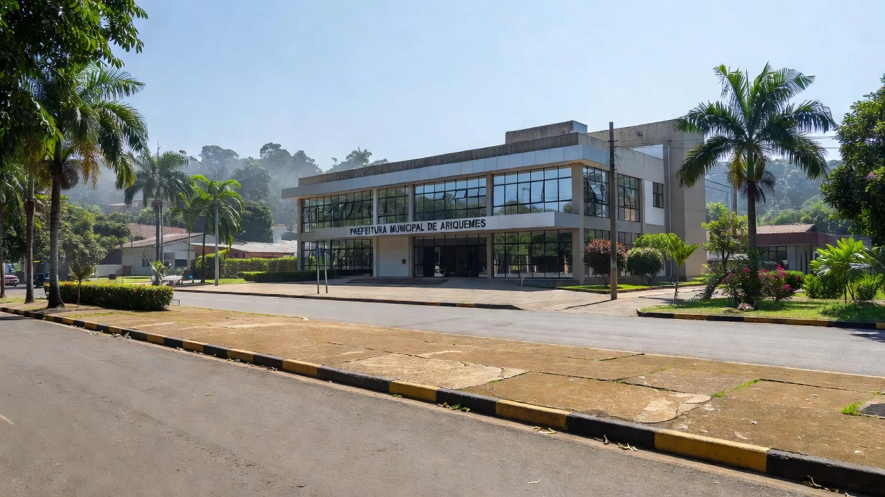 Fachada da Prefeitura de Ariquemes, Rondônia, relacionada à notícia sobre reeleição e TRE-RO