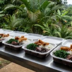Marmitas com feijoada vendidas no 5º BEC em Vilhena, Rondônia