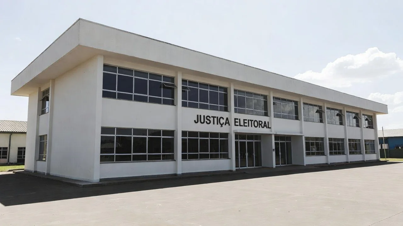 Edifício da Justiça Eleitoral em Vilhena, Rondônia, sob luz natural do dia