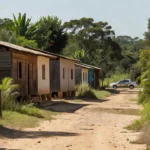Rua em Chupinguaia, RO, com viatura da Polícia Civil em operação por posse ilegal de arma