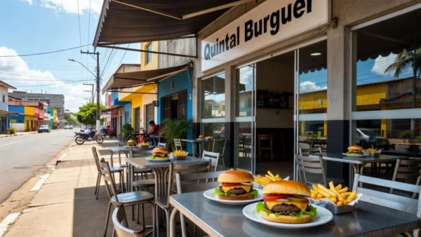Fachada do Quintal Burguer com combos de hambúrgueres em Vilhena