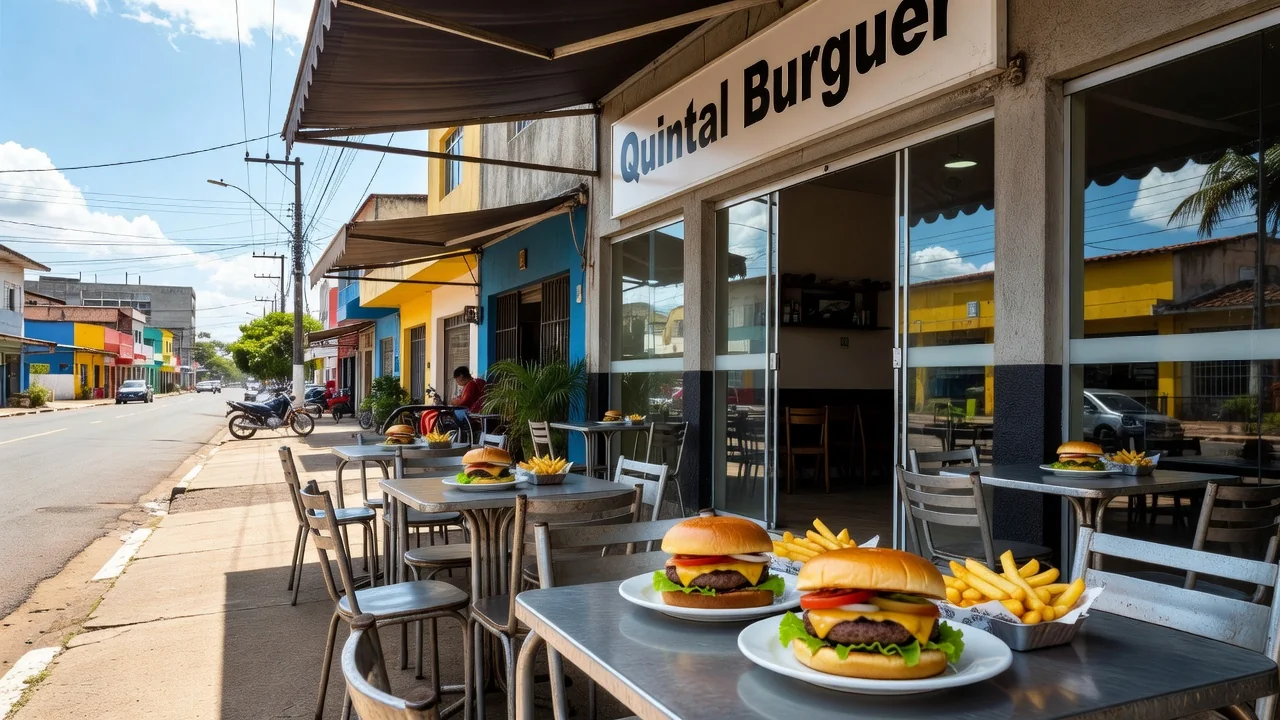 Fachada do Quintal Burguer com combos de hambúrgueres em Vilhena