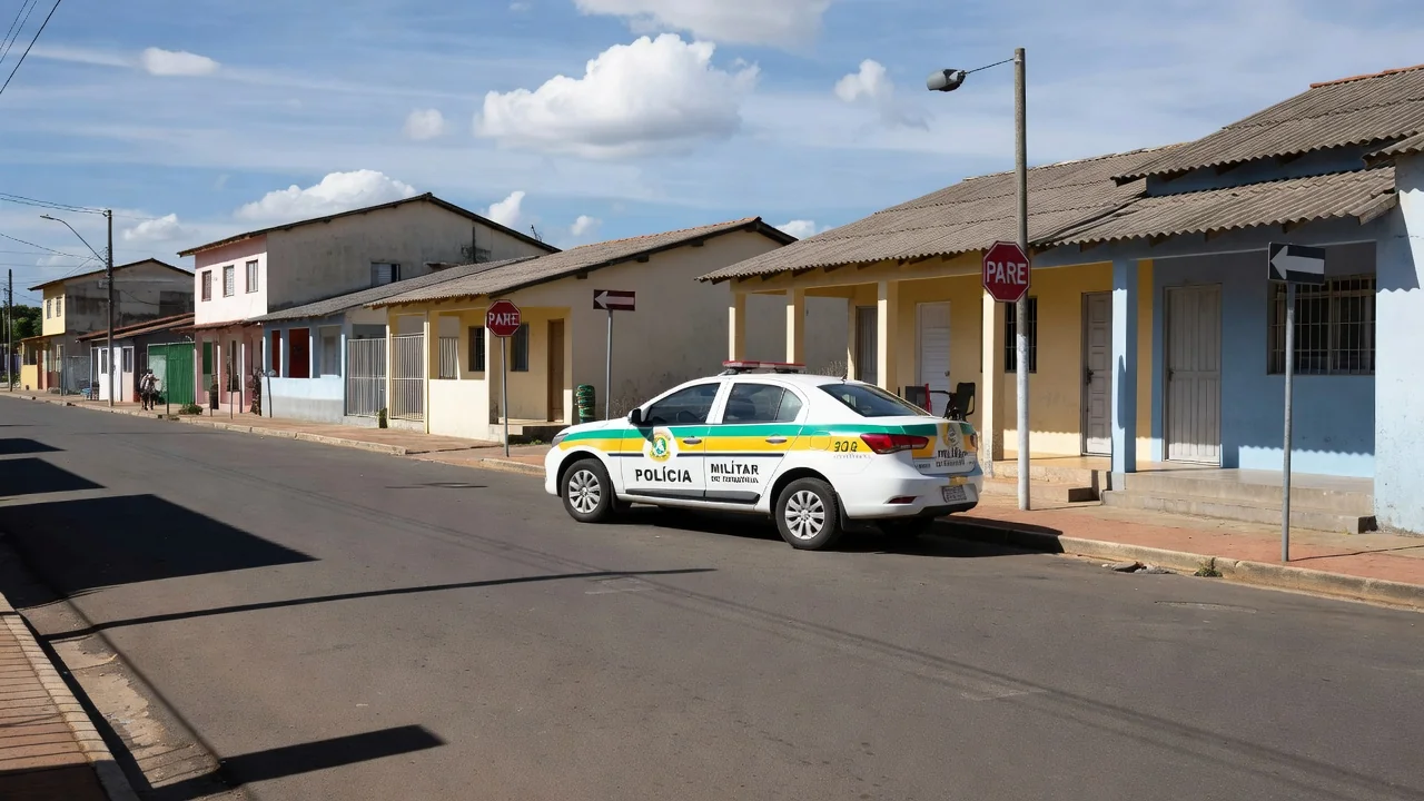 Viatura da PM em abordagem na rua Sabino Bezerra em Vilhena