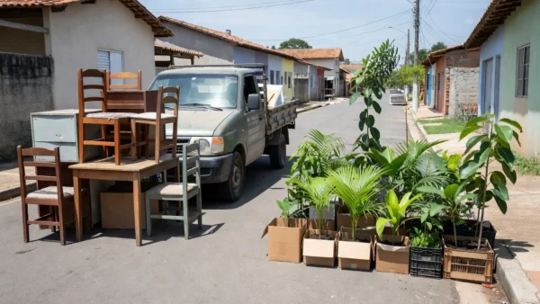 Coleta de eletroeletrônicos e distribuição de mudas no bairro Maria Moura pela Semad