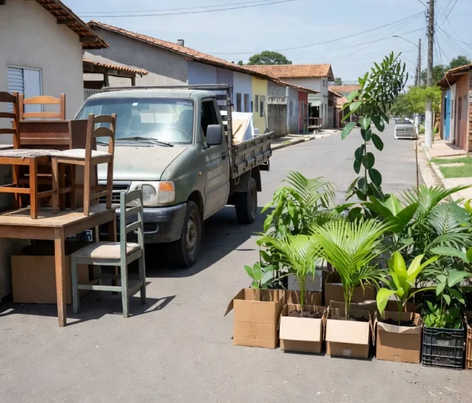 Coleta de eletroeletrônicos e distribuição de mudas no bairro Maria Moura pela Semad