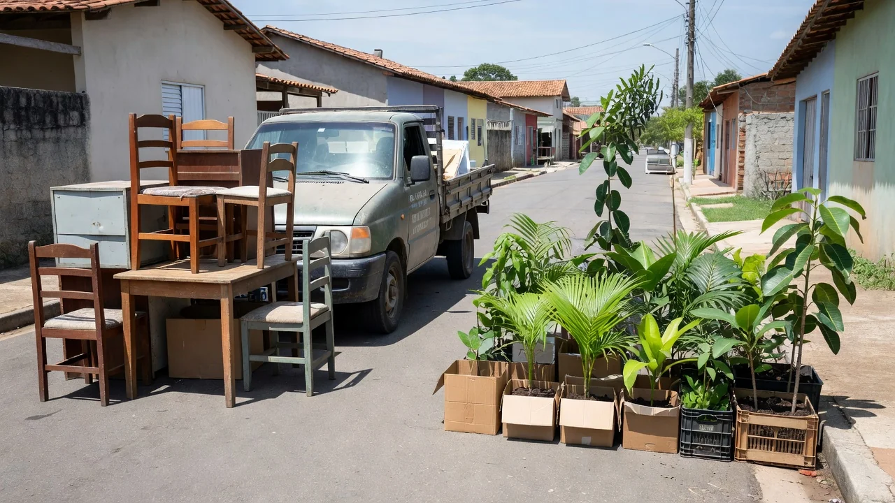 Coleta de eletroeletrônicos e distribuição de mudas no bairro Maria Moura pela Semad