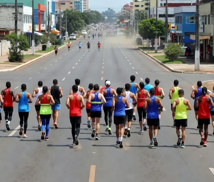 Avenida Capitão de Castro em Vilhena durante a Sicoob Corrida com atletas