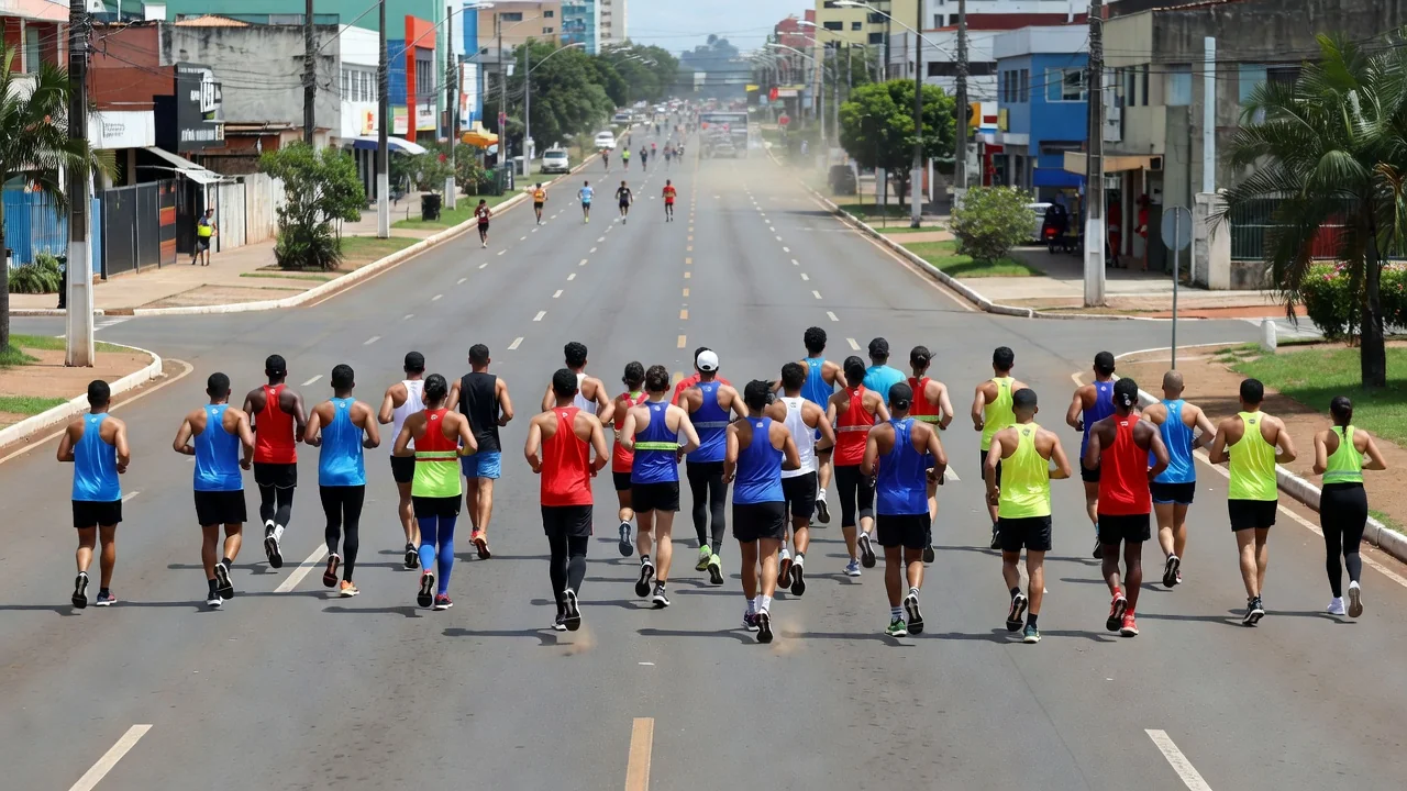 Avenida Capitão de Castro em Vilhena durante a Sicoob Corrida com atletas